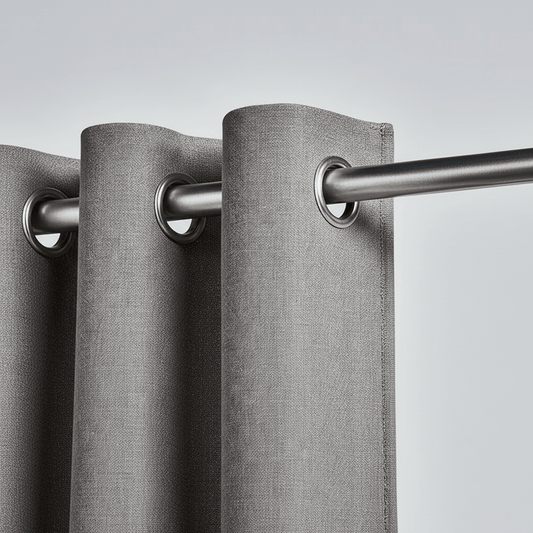 Gros plan sur un rideau gris